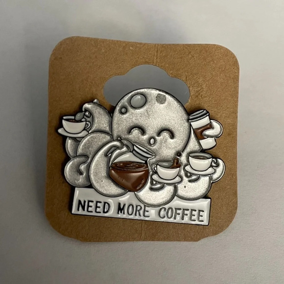 $5 Bundled Octopus Need More Coffee  Enamel Pin - Picture 1 of 1